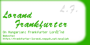 lorand frankfurter business card